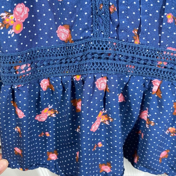 Matilda Jane Dream A Little Dream Floral Polka Dot Blouse Blue Pink Size Medium - Picture 4 of 7